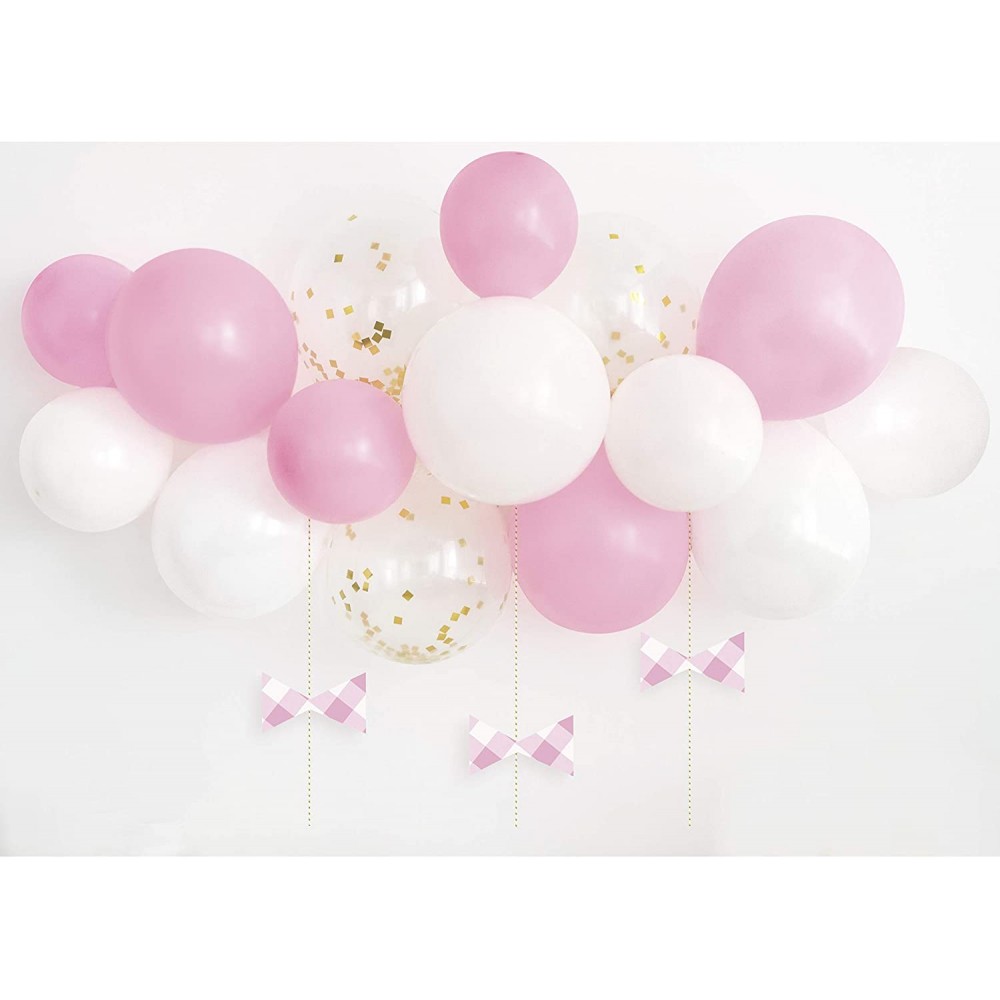 Kit Arco 15 Palloncini Bianco - Rosa per Primo Compleanno Bimba