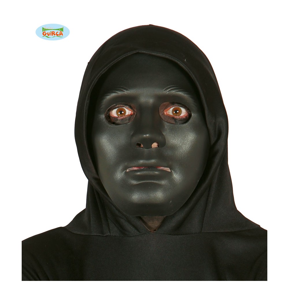 Maschera in Plastica Nera a Viso Intero Uomo Nero Halloween