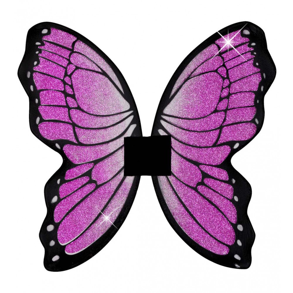 Ali da farfalla fata nere e rosa, fuxia glitterMisura adulto