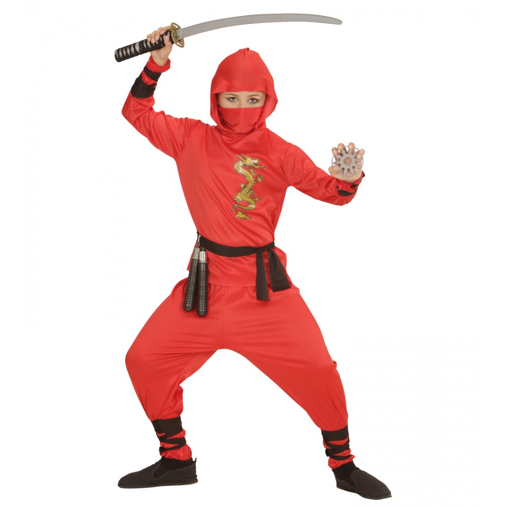 Costume da Ninja Rosso da bambino per Halloween e Carnevale, 8-10 anni