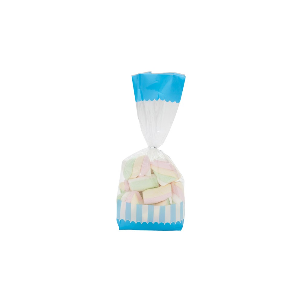 10 Candy Bags Azzurro Cm 27X9 Sacchetti Alimentari Caramelle Dolcetti  Compleanno Battesimo Epifania
