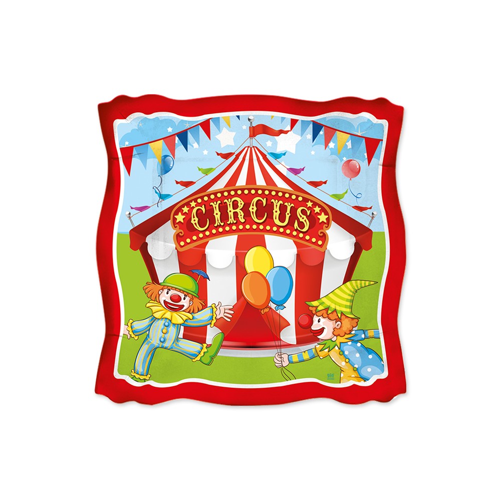Conf. 8 Piatti Grandi Circus Circo Clown Compleanno Bambini Festa