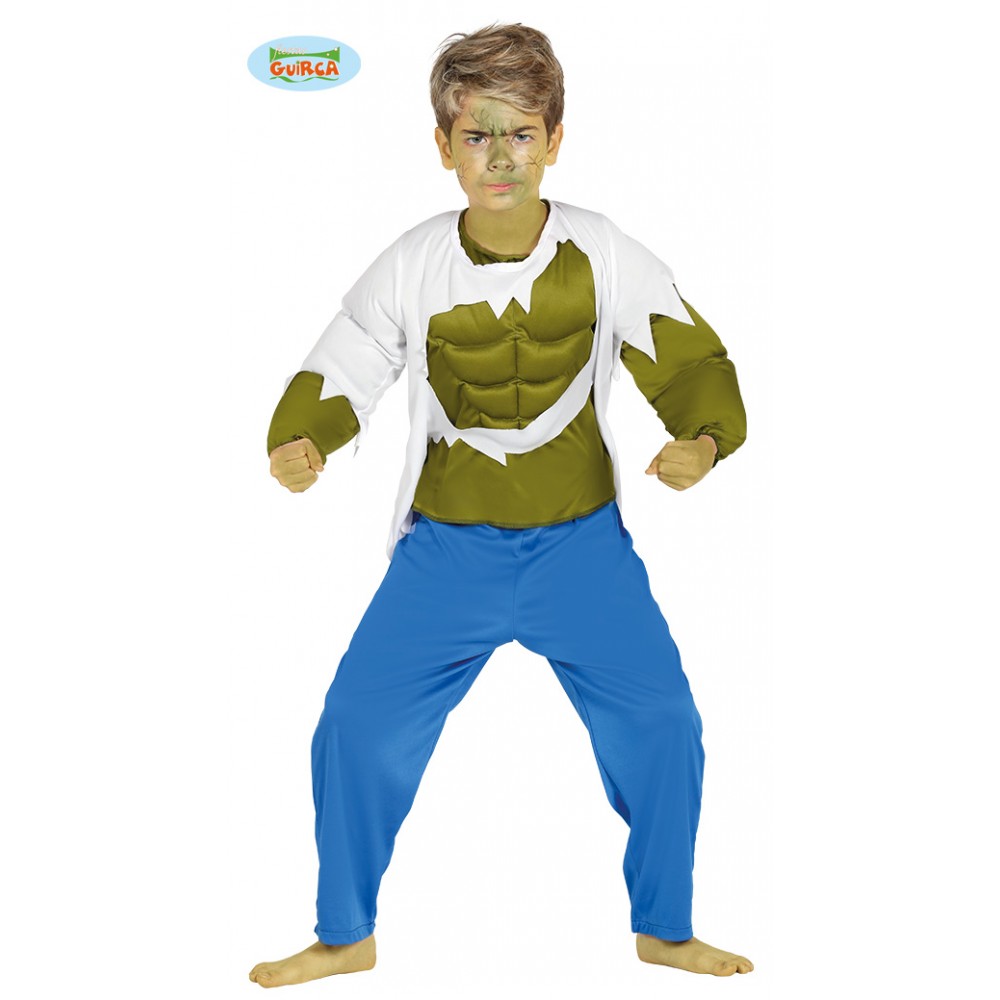 Costume Hulk Muscoloso Uomo Verde Bambino 5-6 Anni Vestito Carnevale  Halloween Travestimento Avengers