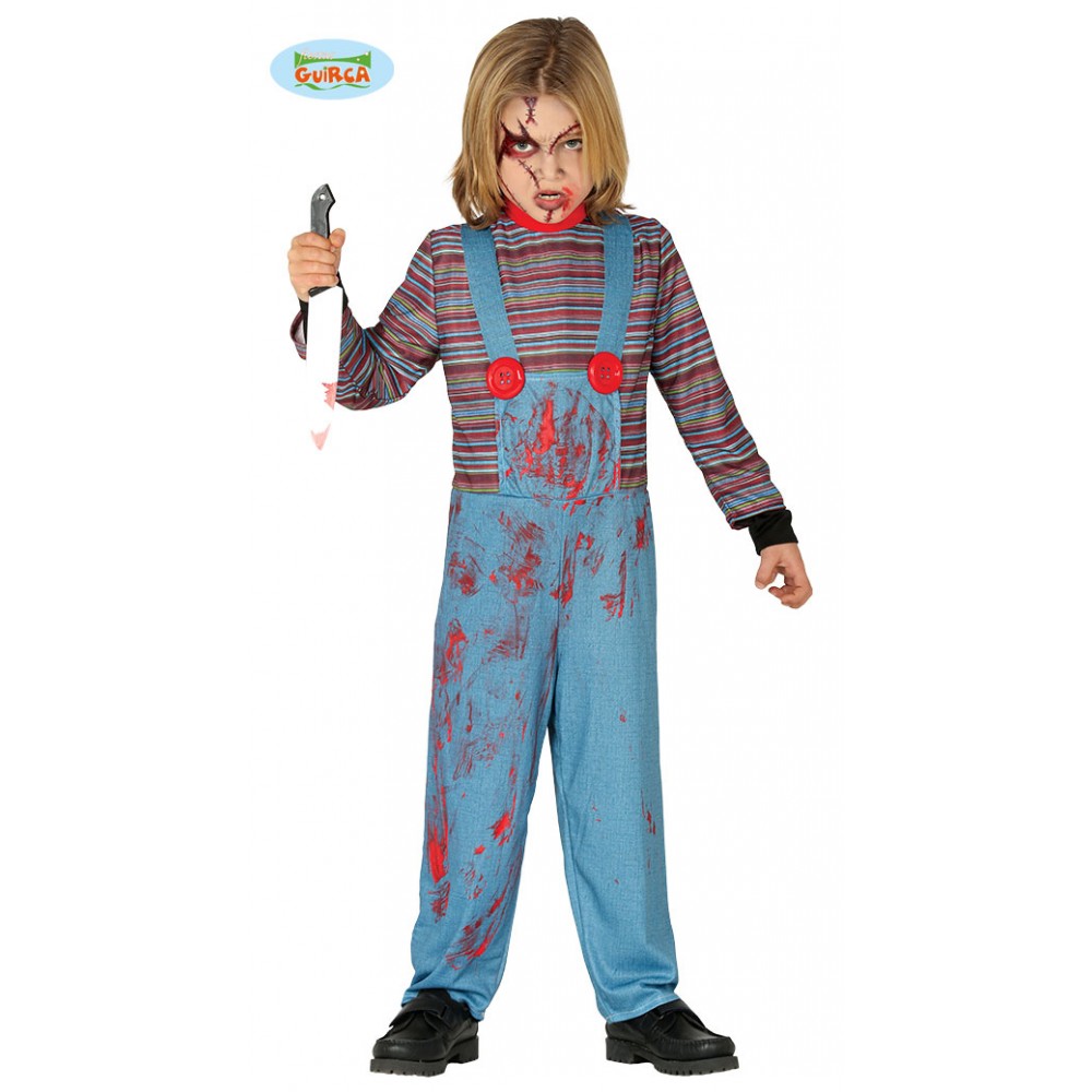 Costume Bambino Chuckie Horror Halloween Killer Assassino 5-6 Anni