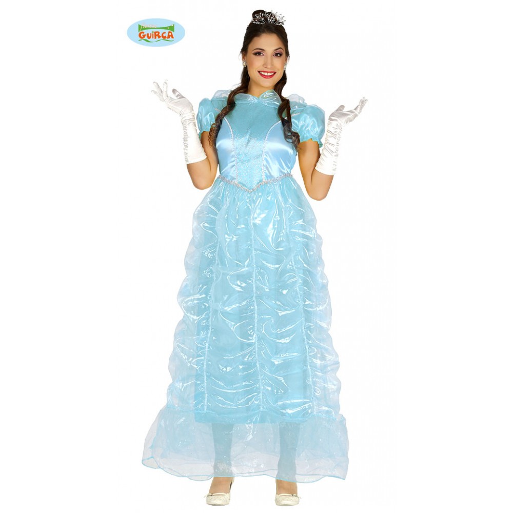 Costume Donna Principessa Frozen Travestimento Carnevale Donna Azzurro