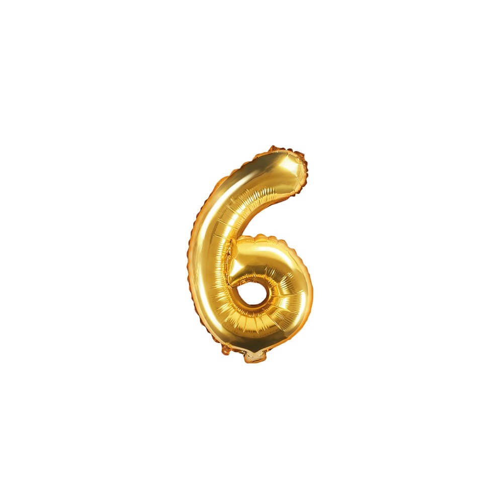 Palloncino Mylar a Forma di Numero 6 Sei Oro 35 cm Compleanno