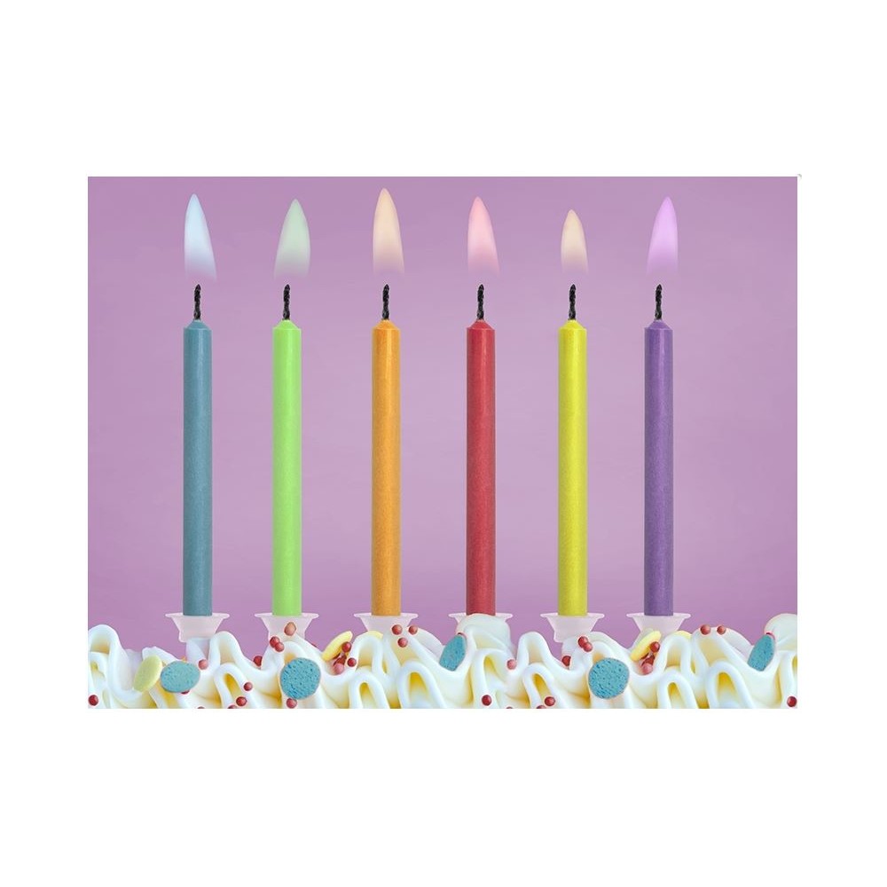 Candeline Candela Compleanno Colorate Fiamma Colorata MulticolorCf da 6  pezzi